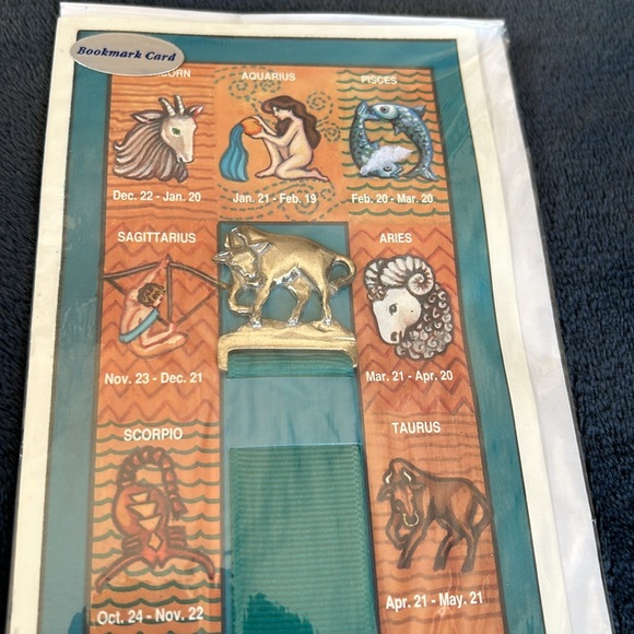 NWT🌟VINTAGE🗝️SEAGULL💫1993 Pewter Taurus ♉️ Zodiac Sign Bookmark + Card - Picture 4 of 7